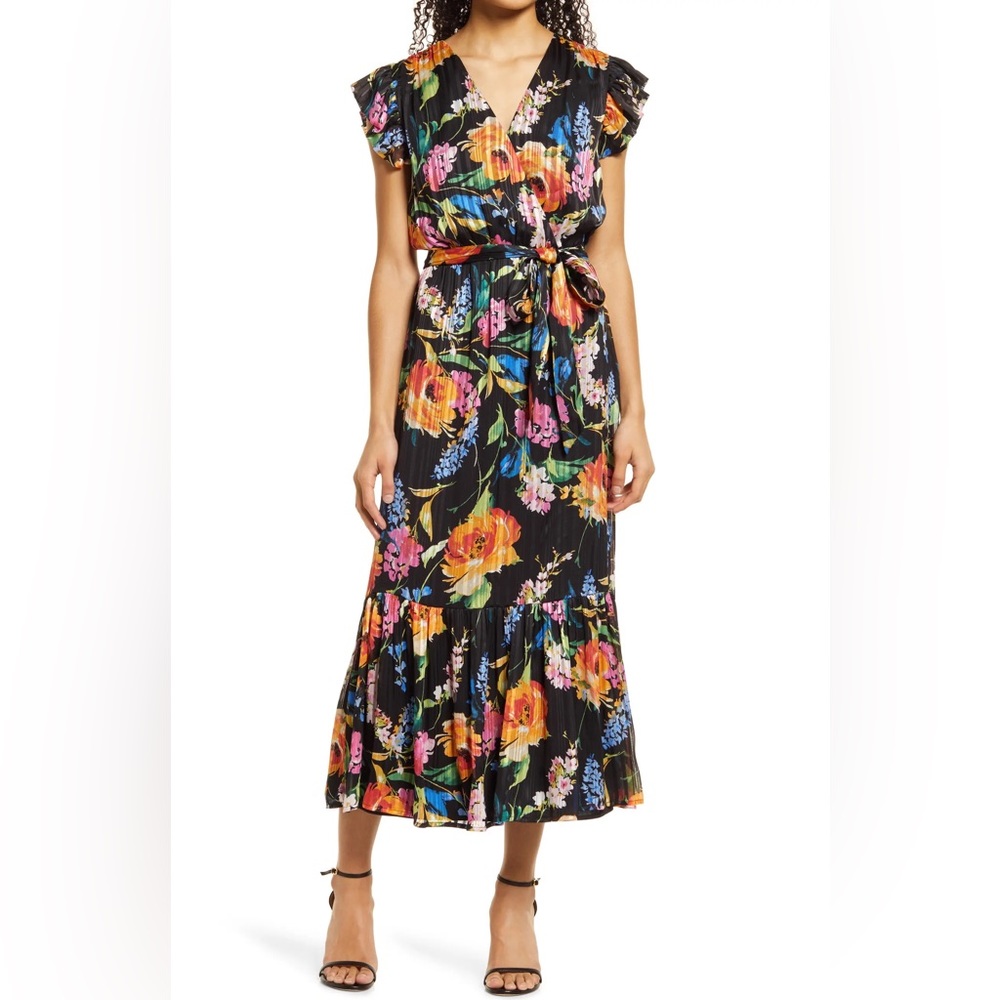Sam Edelman Foral Faux Wrap Midi Dress